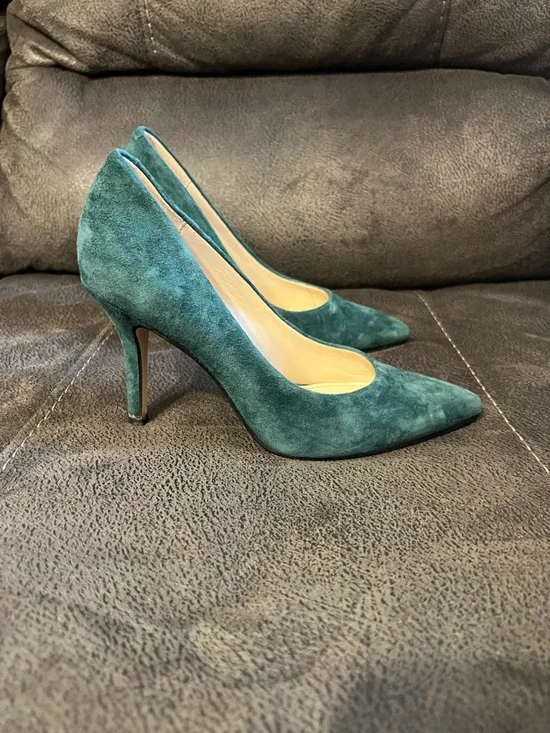 Nine West Teal Suede Pointed-Toe Heels Size 5.5 M - Picture 3 of 7